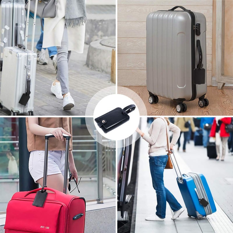 Z_جوده وثقه Luggage Bag Tags Leather Travel ID Labels Suitcase Name Tags with Snap - Set of 4 - Image 3